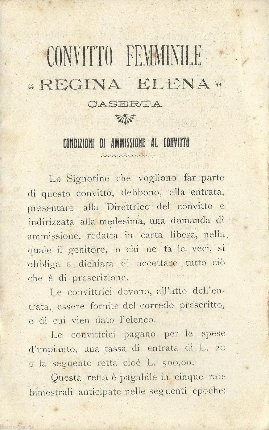 Regina Elena Girls' Boarding School, Caserta 1910, Boarders' Outfit