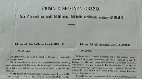 Grazia Ai Detenuti Per Debiti, Generale Giuseppe Garibaldi, 1860