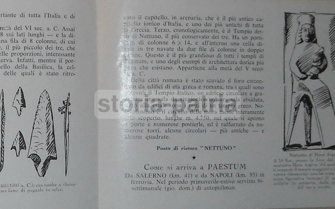 Paestum Pieghevole Turistico Anni '50 Cilento Salerno Velia Ept