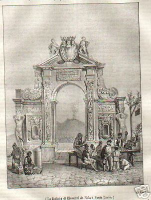 Litografia Fontana Giovanni Da Nola Napoli Vesuvio Mariani 1839