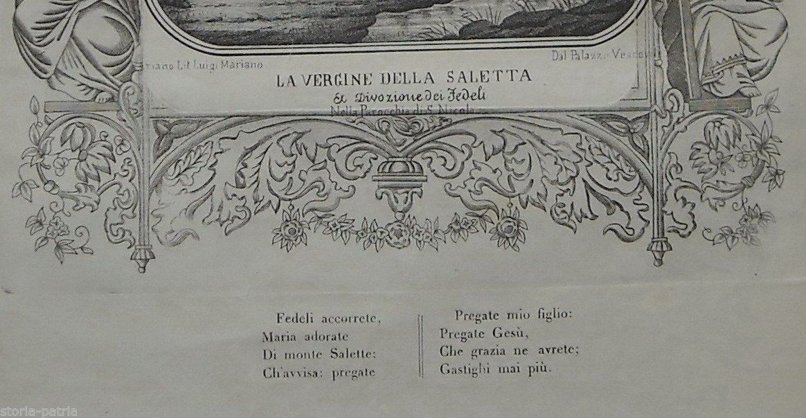 Madonna Della Saletta. Stampa Litografica Luigi Mariano, Ariano (Irpinia), XIX Secolo