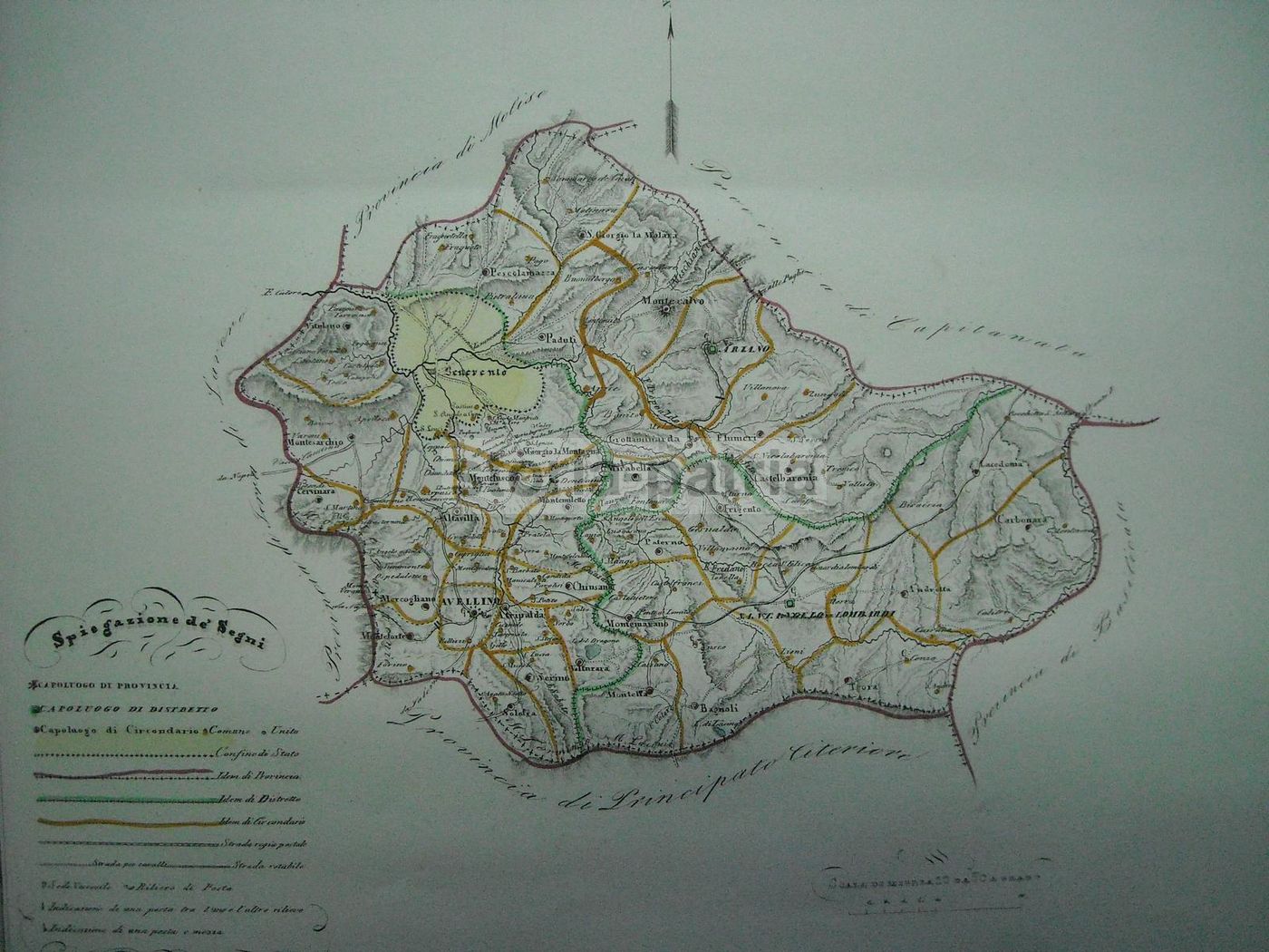 Mappa Antica Della Provincia Di Principato Ultra, 1856