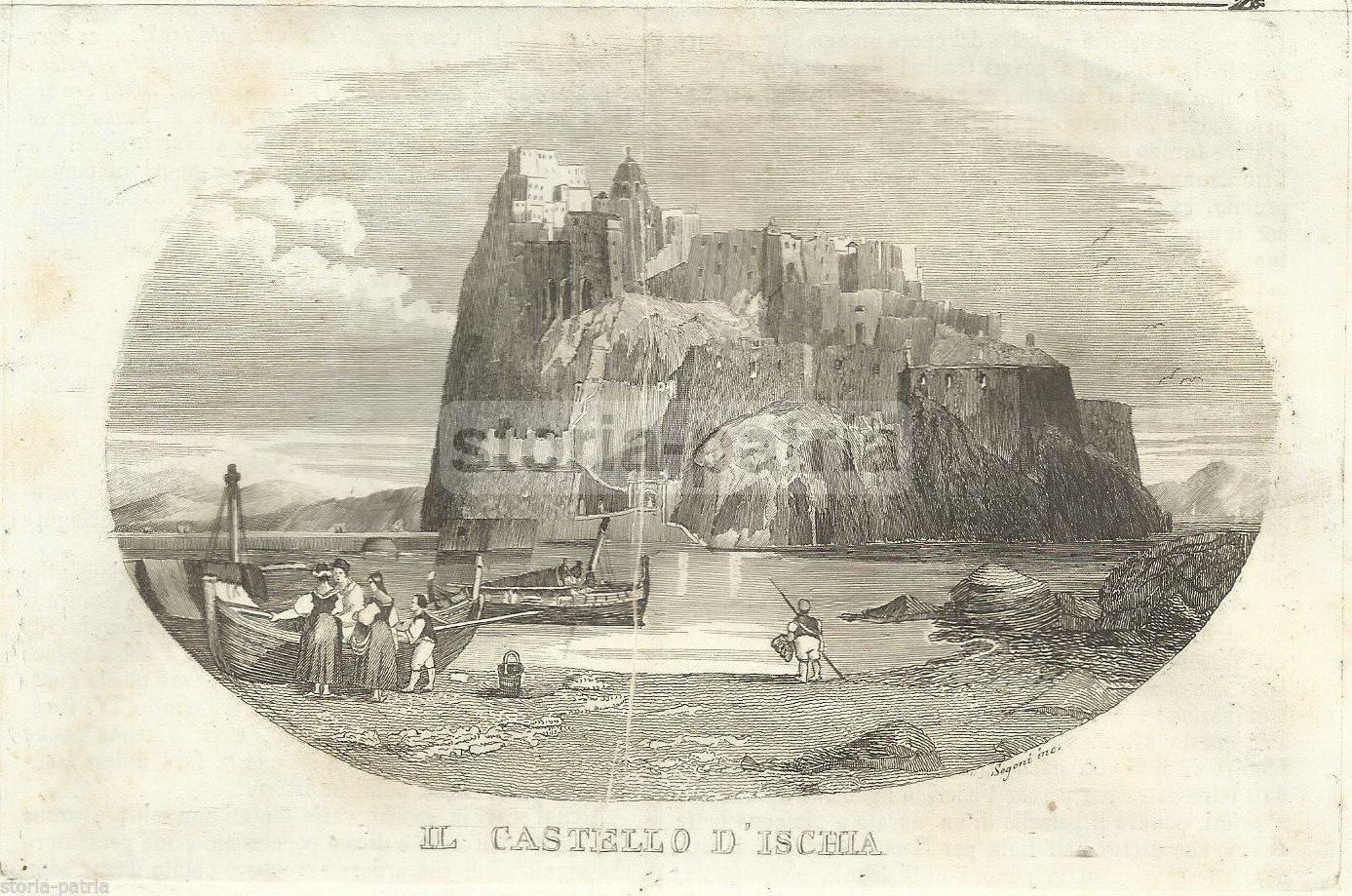 Castello Di Ischia, Acquaforte Antica Segoni, XIX Secolo