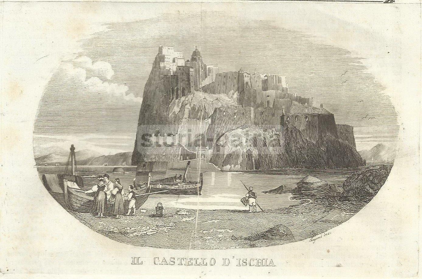 Castello Di Ischia, Acquaforte Antica Segoni, XIX Secolo