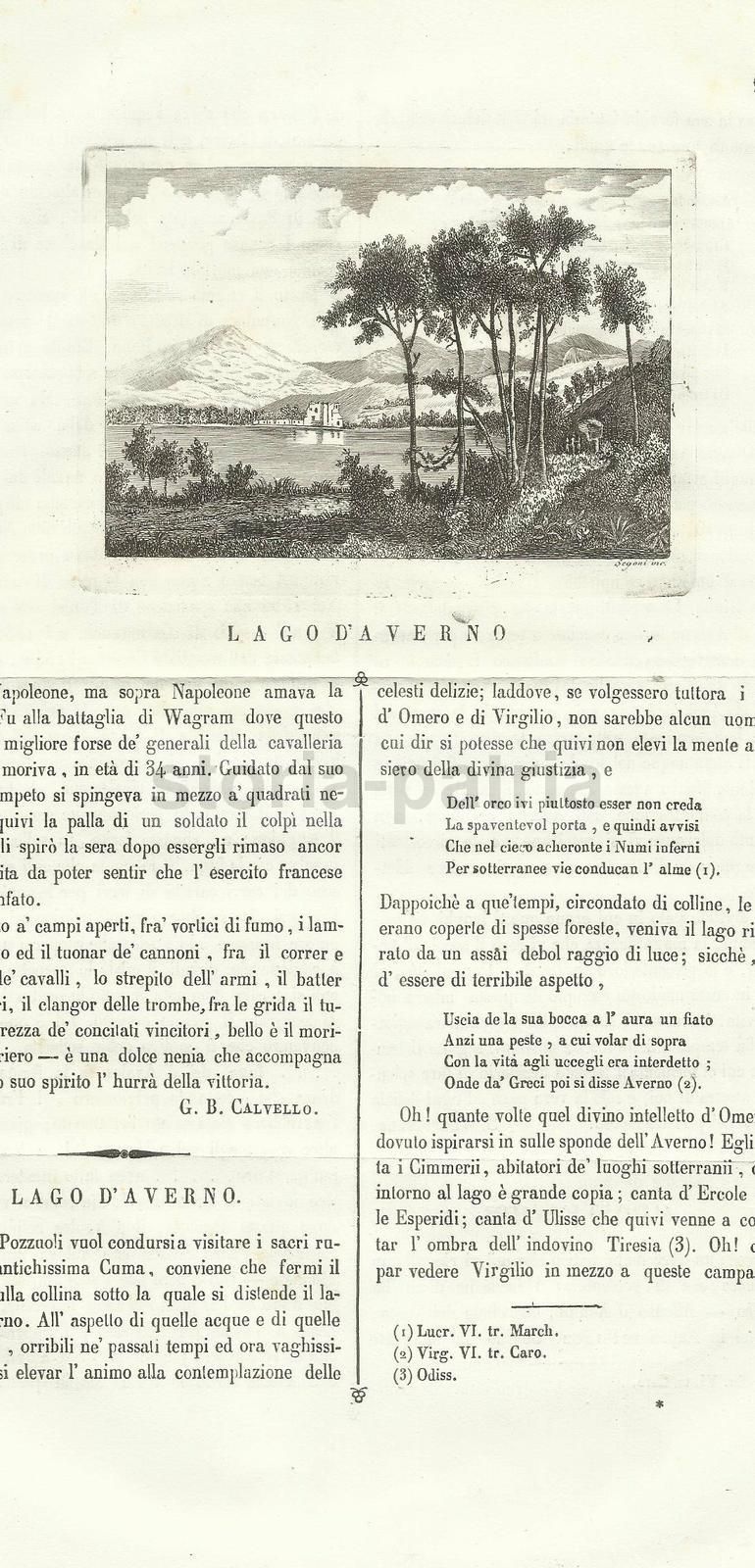 Lago d'Averno: Antica Acquaforte Di Segoni, XIX Secolo, Napoli, Campania