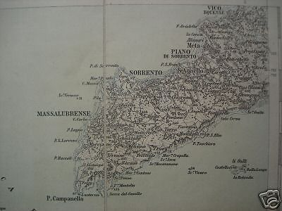 Mappa Geografica Antica Della Penisola Sorrentina E Capri, 1910, IGM