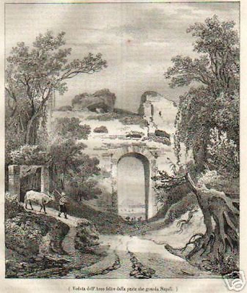 Arco Felice, Napoli: Litografia Del 1838 Con Veduta Animata