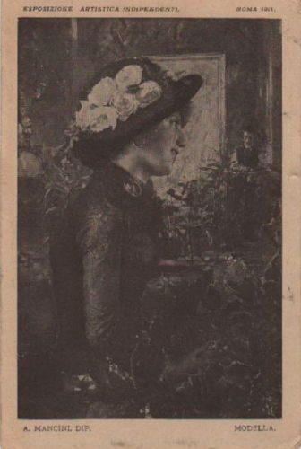 Cartolina Antica Mancini Modella Napoli Esposizione Roma 1911