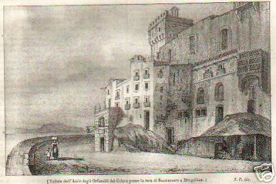 Asilo Orfanelli Del Colera Napoli Mergellina Litografia 1839