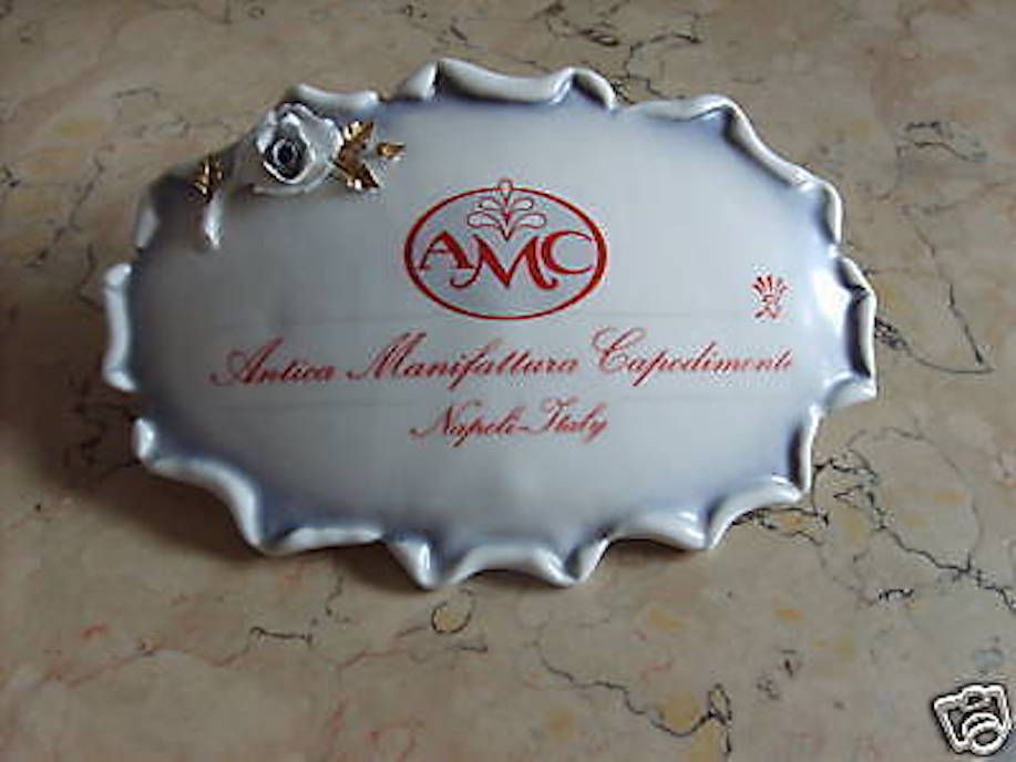 Targa Pubblicitaria Porcellana Capodimonte Napoli Vintage