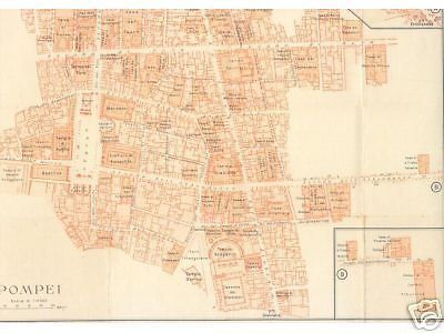 Mappa Topografica Antica Di Pompei Vallardi TCI, Anni '20 '30