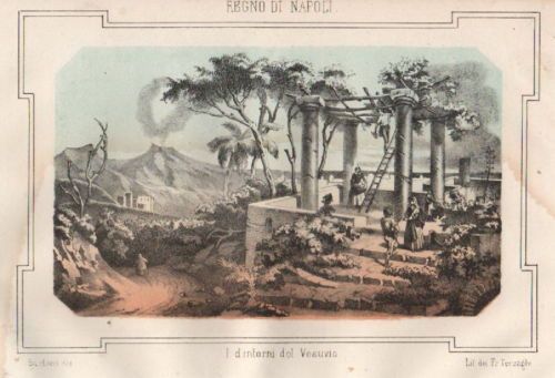 Vesuvio: Litografia Originale Dell'800. Barbieri, Terzaghi, Editore Pagnoni.