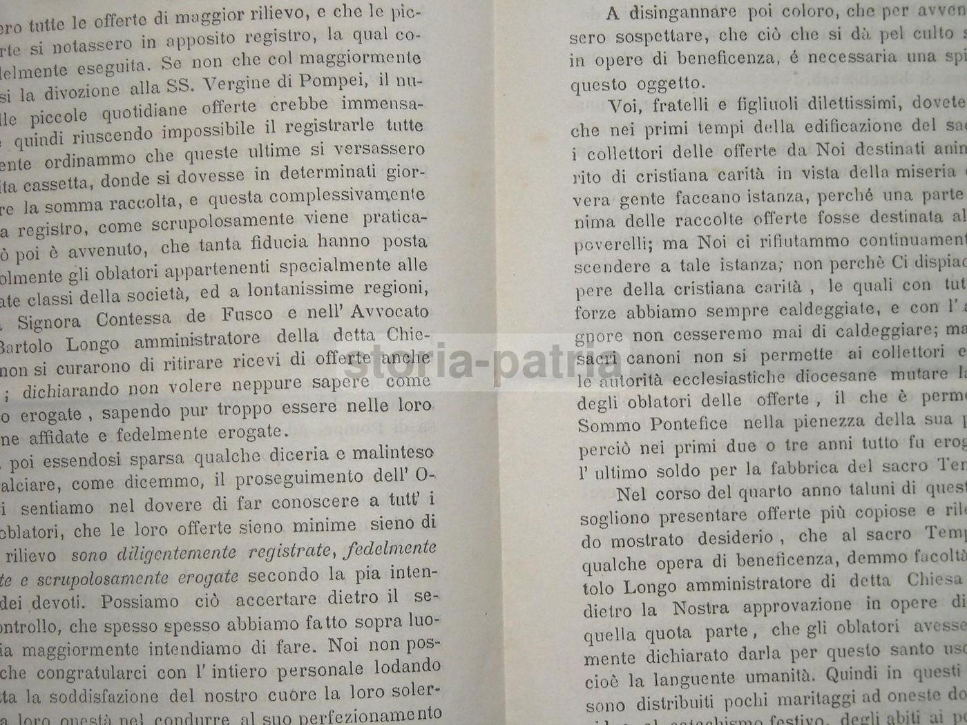 Lettera Pastorale Del Vescovo Formisano, Nola 1884. Pompei E Bartolo Longo