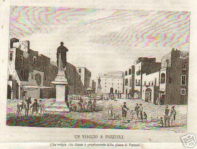 Pozzuoli, Antica Veduta. Incisione Originale Di Segoni, 1840