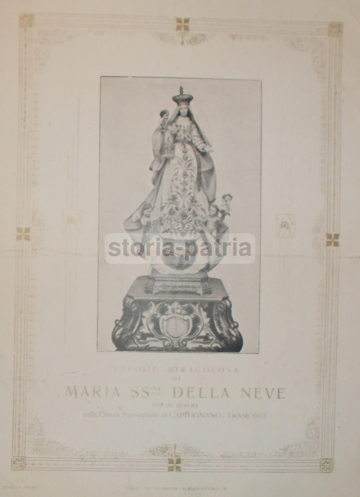Litografia Madonna Della Neve, Capitignano Tramonti, 1920