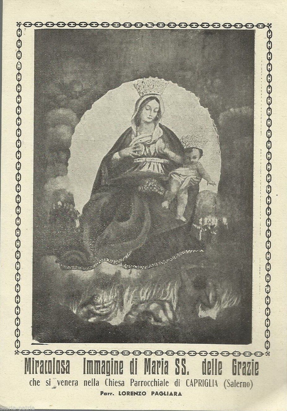 Stampa Devozionale Madonna Delle Grazie Capriglia Salerno 1937