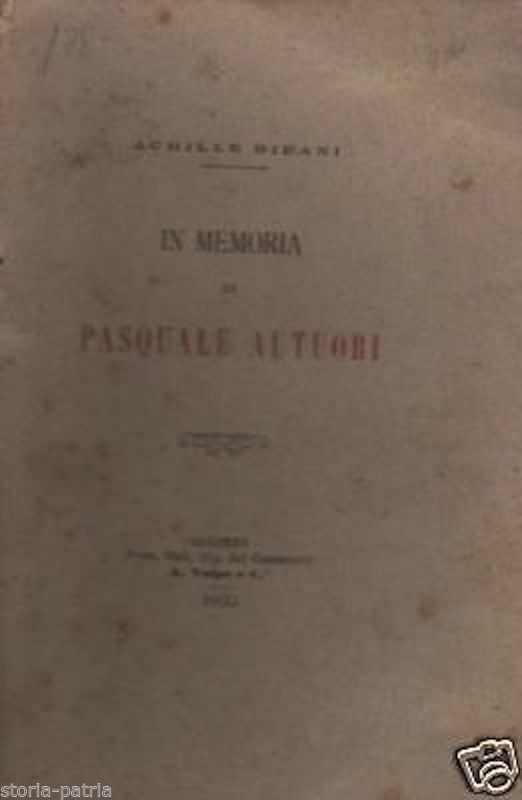 Bifani, In Memoria Di Pasquale Autuori. Sapri, 1900. Edizione Rara