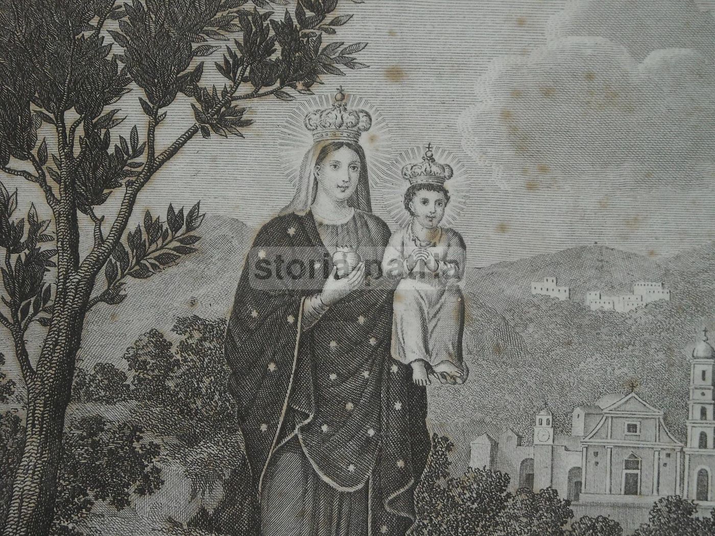 Stampa Antica S. Maria Del Lauro, Meta, Sorrento, Aloja, XIX Secolo