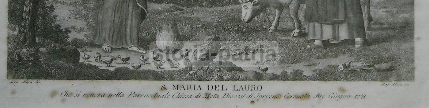 Stampa Antica S. Maria Del Lauro, Meta, Sorrento, Aloja, XIX Secolo