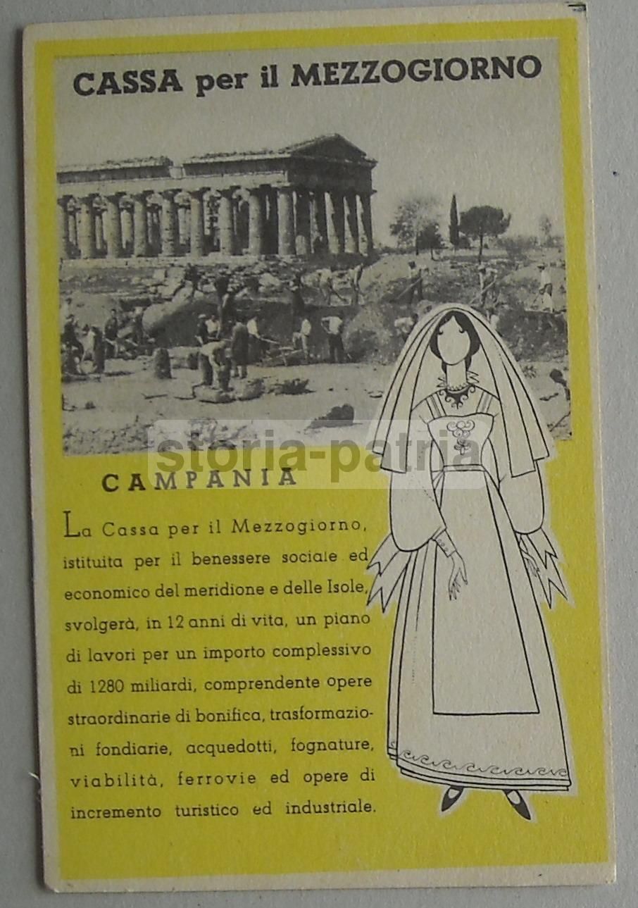 Cartolina Cassa Per Il Mezzogiorno, Paestum, Campania, 1953: Turismo