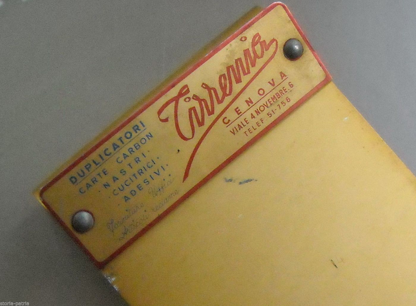 Supporto Scrittoio Pubblicitario Tirrenia Genova, Anni '50