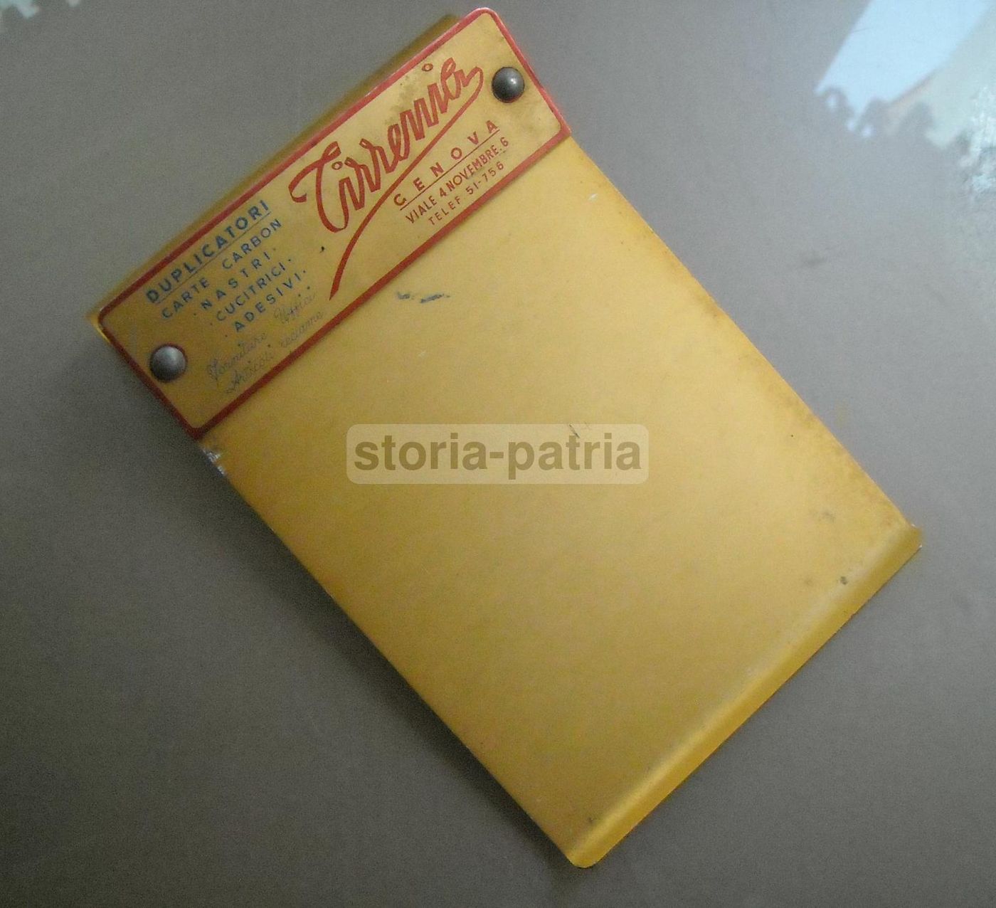 Supporto Scrittoio Pubblicitario Tirrenia Genova, Anni '50