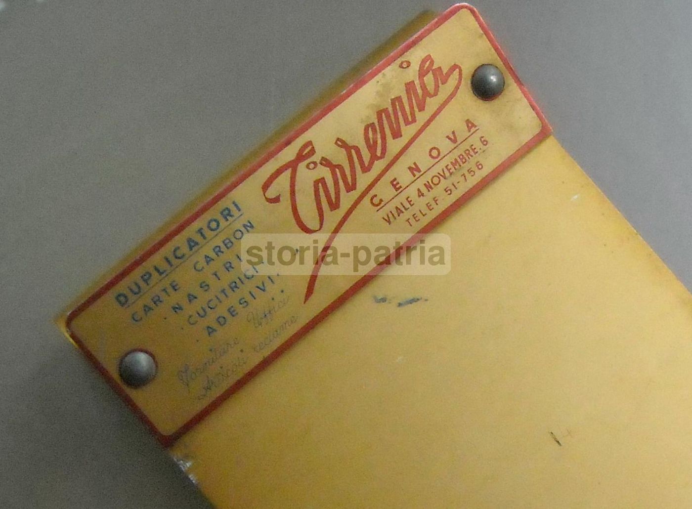 Supporto Scrittoio Pubblicitario Tirrenia Genova, Anni '50