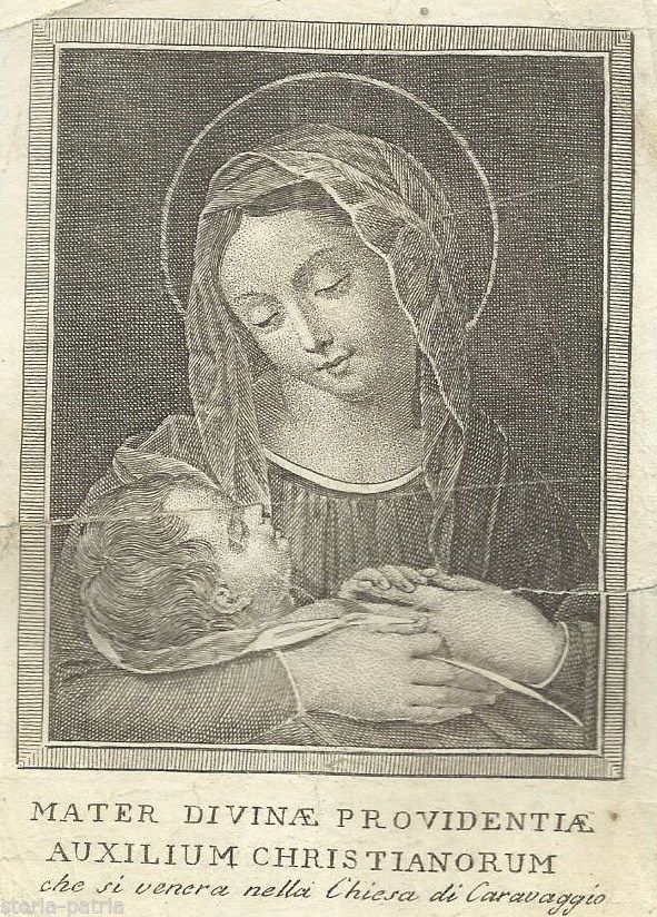 Madonna Della Divina Provvidenza, Caravaggio. Stampa Antica, Metà XIX Secolo