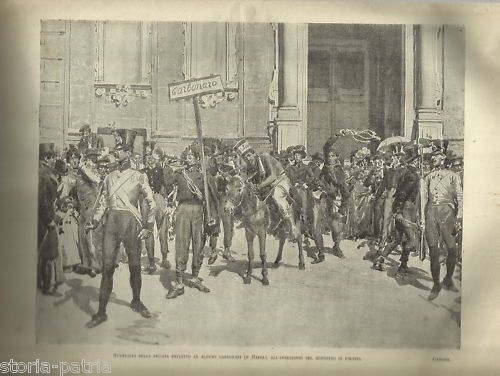 Stampa Antica: Supplizio Dei Carbonari A Napoli, Risorgimento