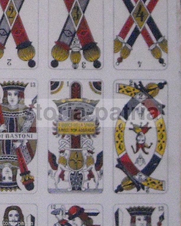 Carte Da Gioco Napoletane d'Epoca, Pignalosa, Foglio Completo Da 40 Carte
