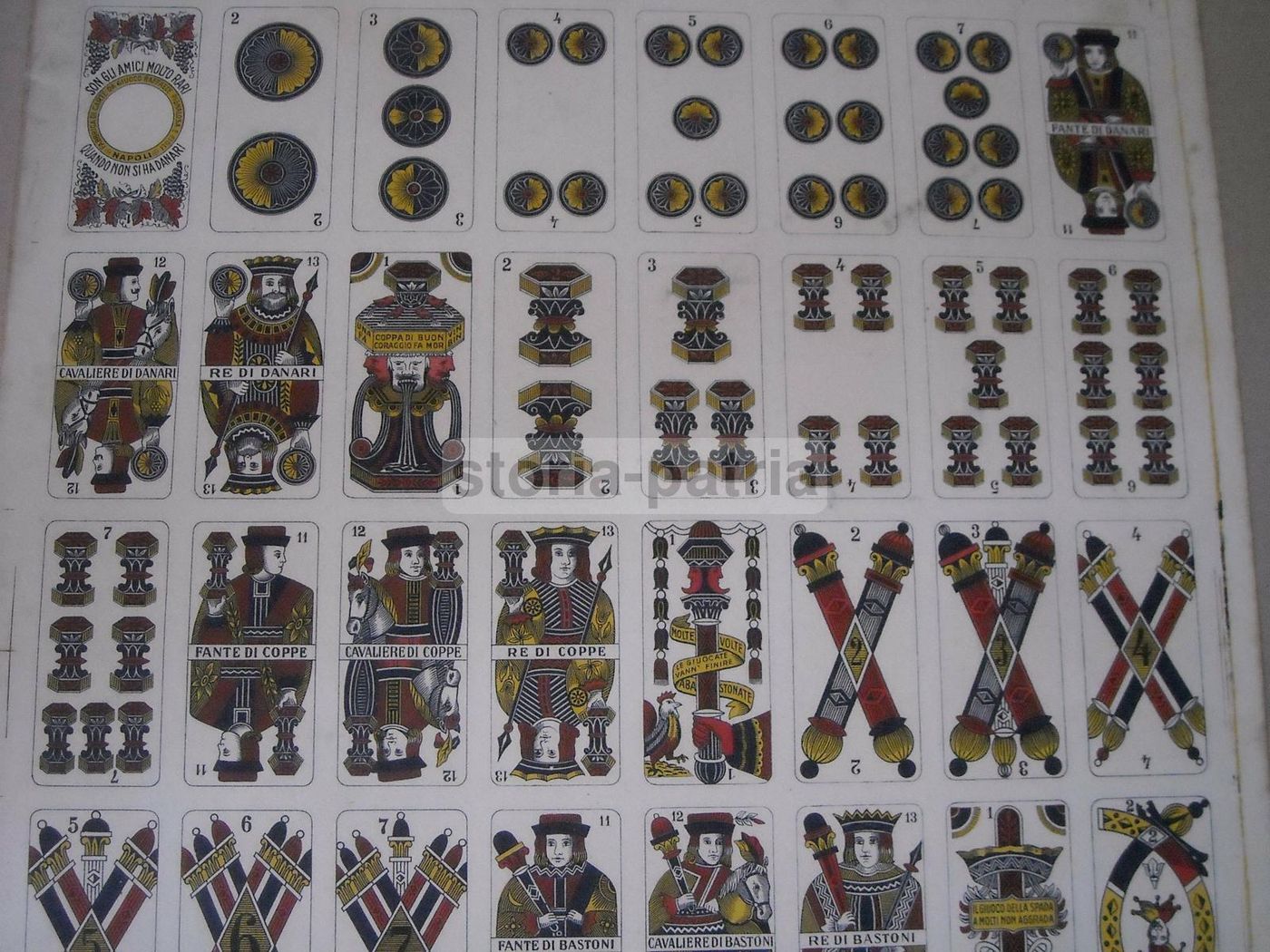 Carte Da Gioco Napoletane d'Epoca, Pignalosa, Foglio Completo Da 40 Carte