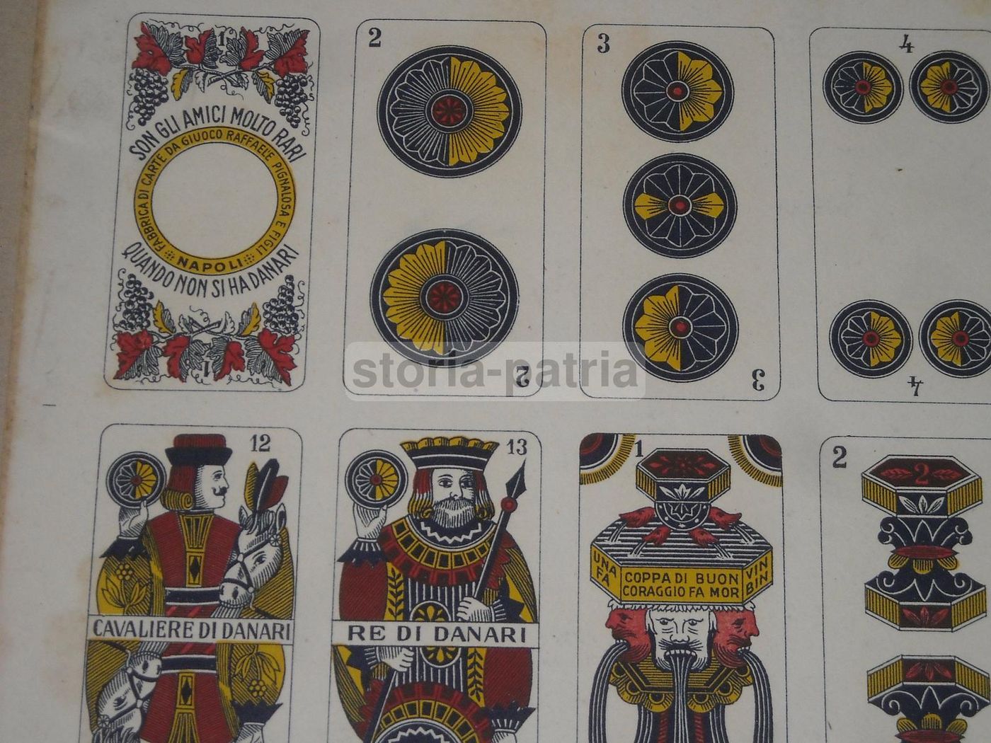 Carte Da Gioco Napoletane d'Epoca, Pignalosa, Foglio Completo Da 40 Carte