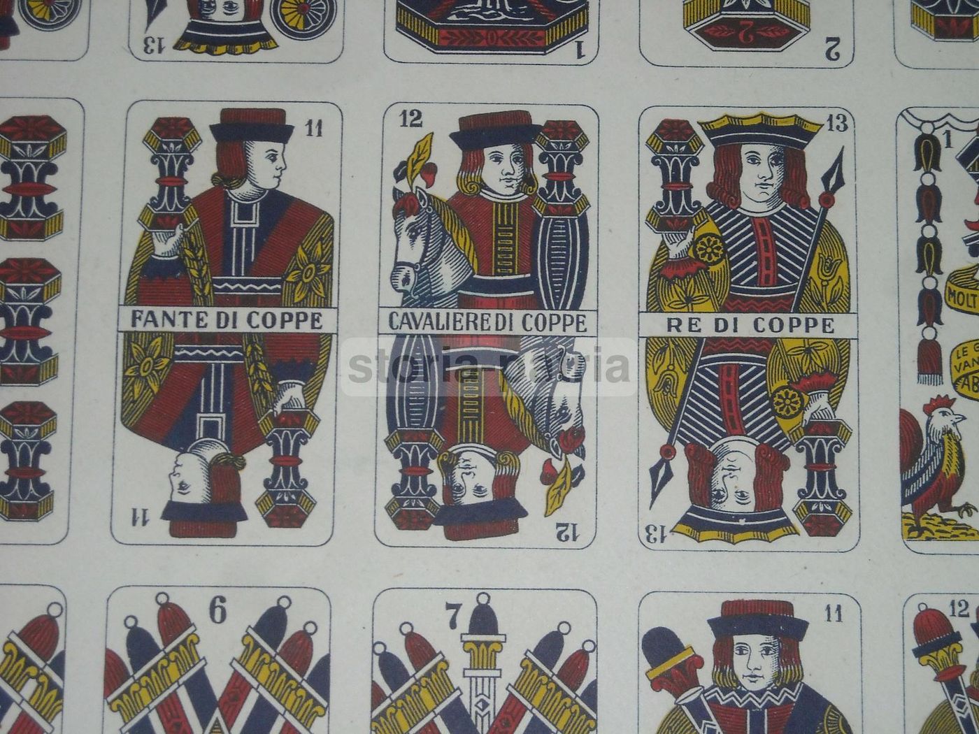 Carte Da Gioco Napoletane d'Epoca, Pignalosa, Foglio Completo Da 40 Carte
