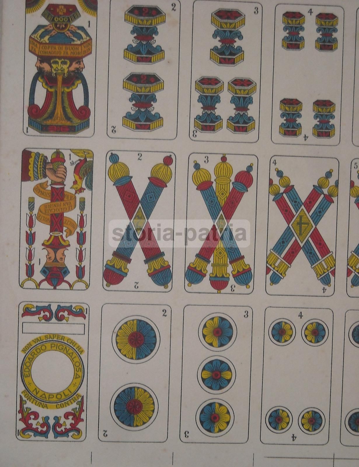 Carte Da Gioco Napoletane Antiche Pignalosa Foglio Non Ritagliato