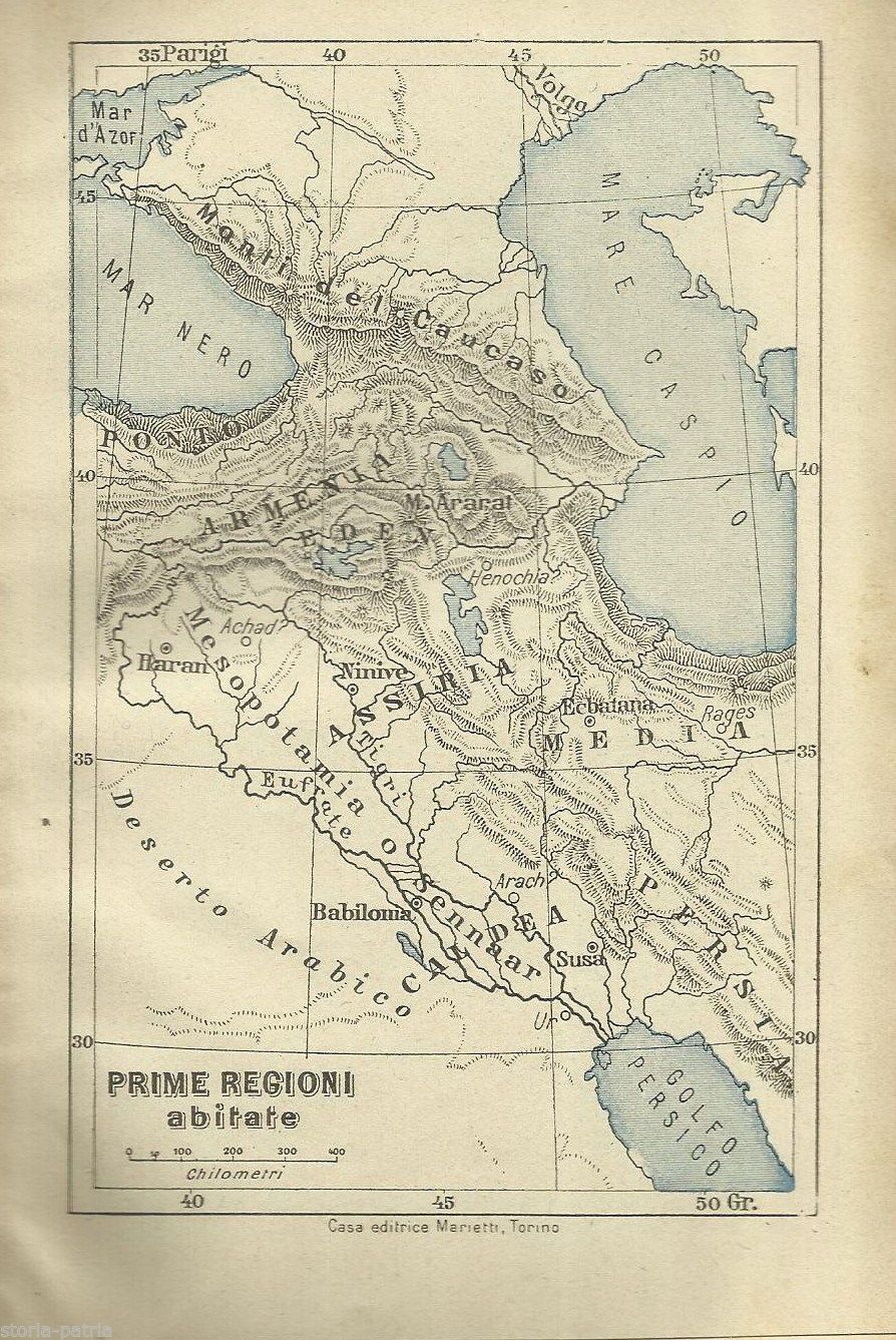 Mappa Antica Arabia, Persia, Mesopotamia, Armenia E Mar Caspio, 1928