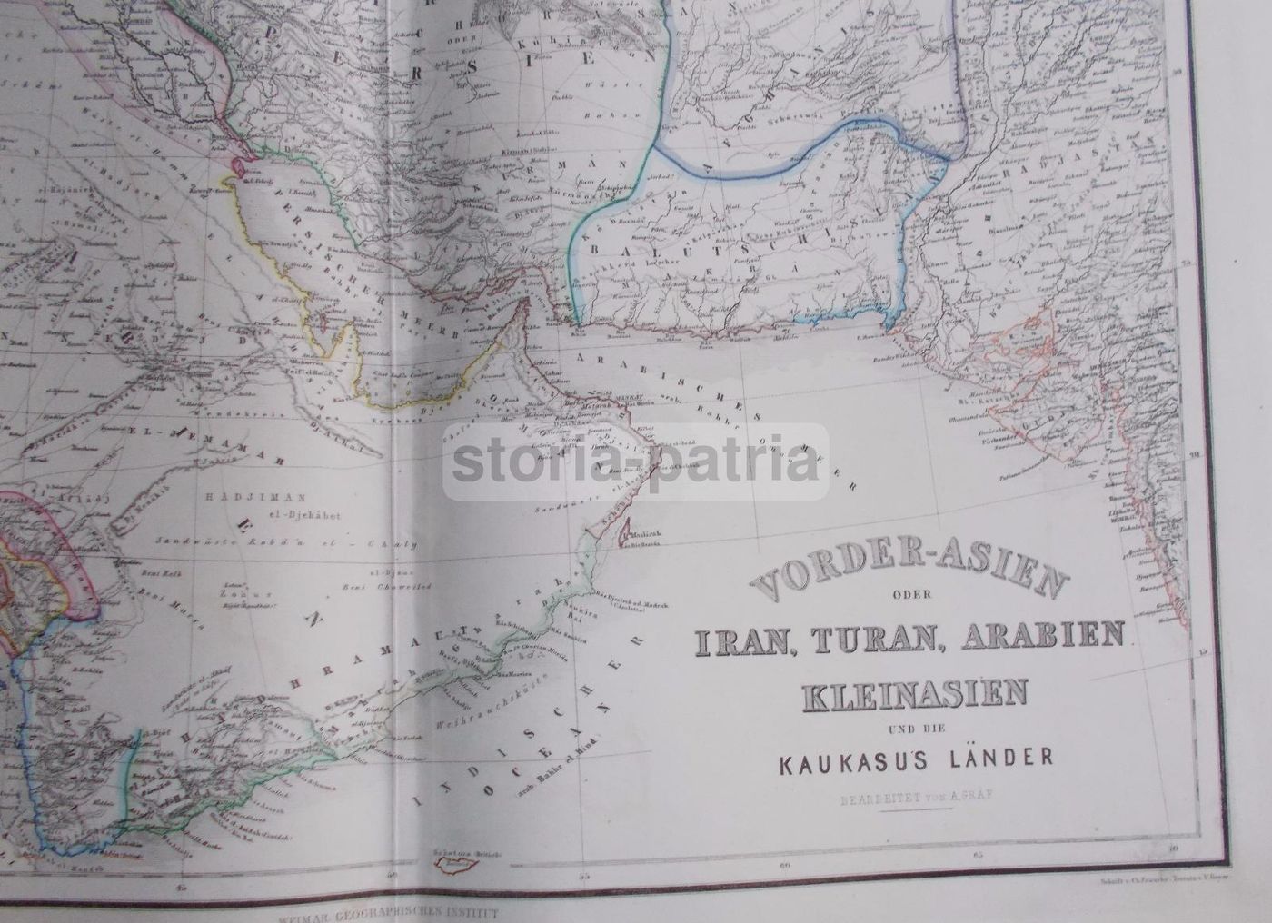 Mappa Antica Dell'Asia Occidentale, Iran, Turan, Arabia E Caucaso, 1860 1880