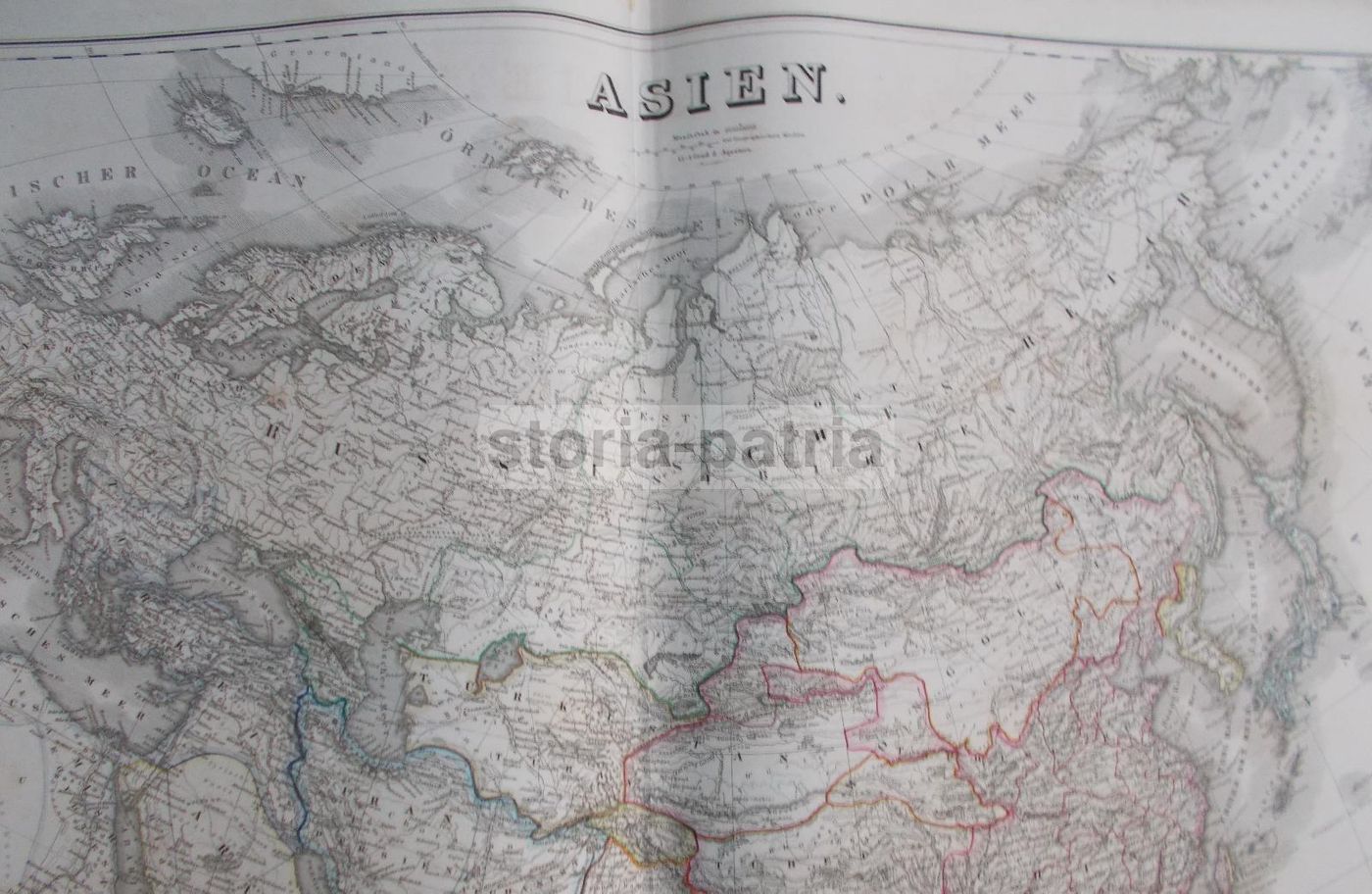 Mappa Antica Dell'Asia, Africa Ed Europa (1860 1880), Incisione Tedesca 58x70 Cm