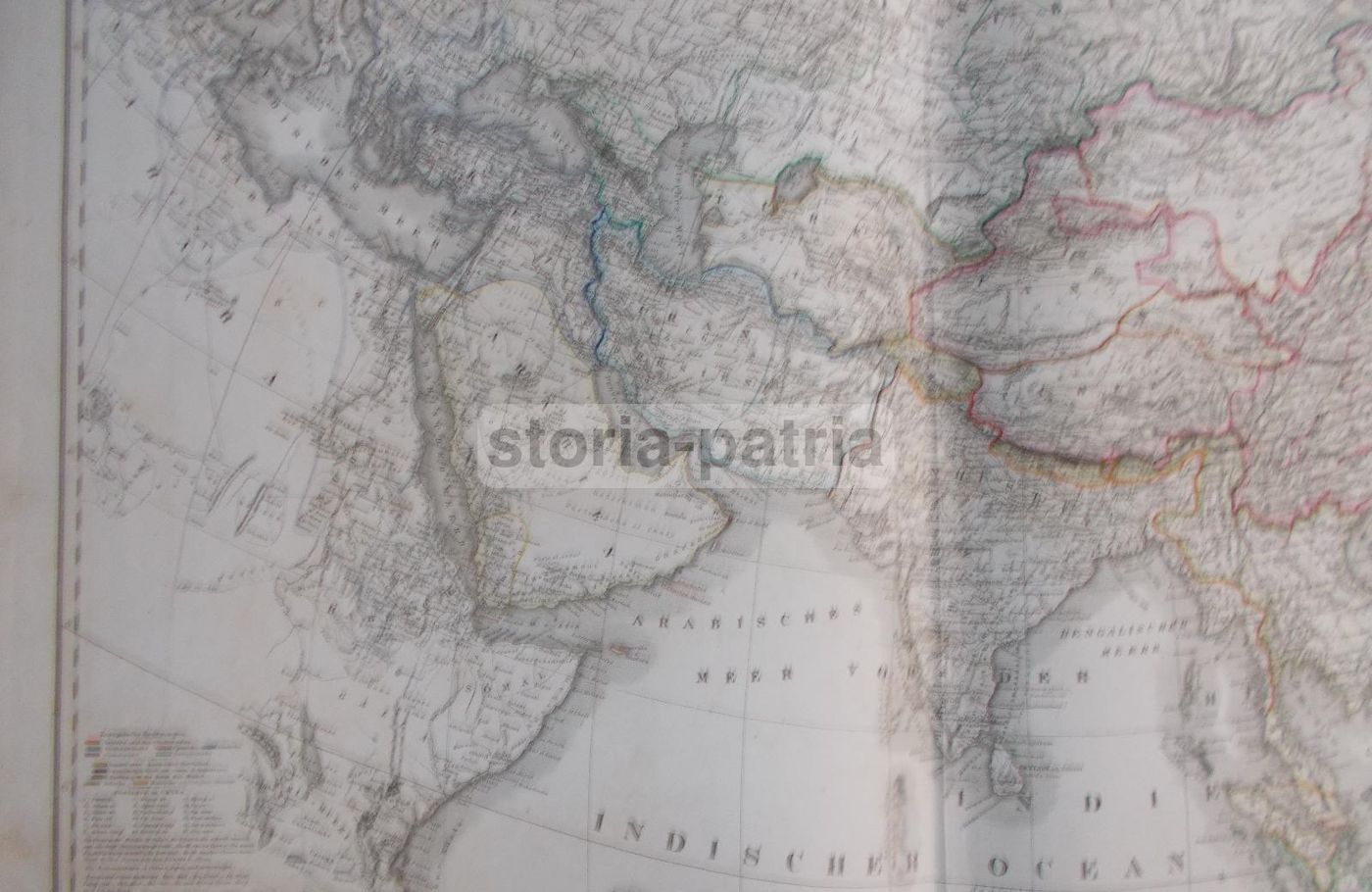 Mappa Antica Dell'Asia, Africa Ed Europa (1860 1880), Incisione Tedesca 58x70 Cm