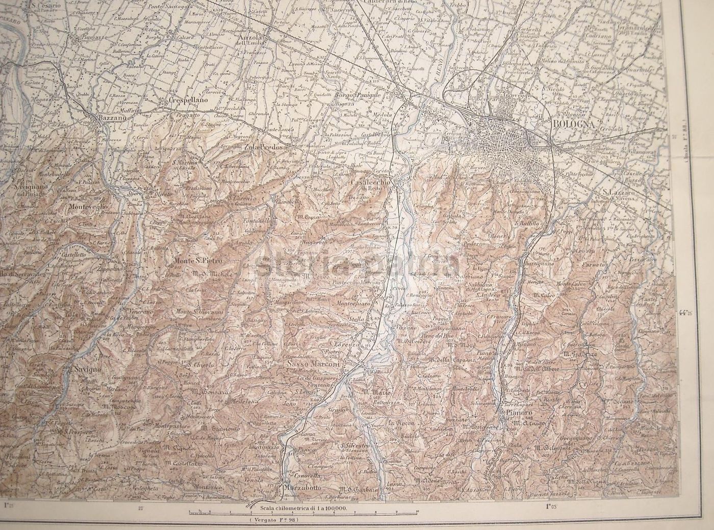 Mappa Topografica Di Bologna 1934 Istituto Geografico Militare