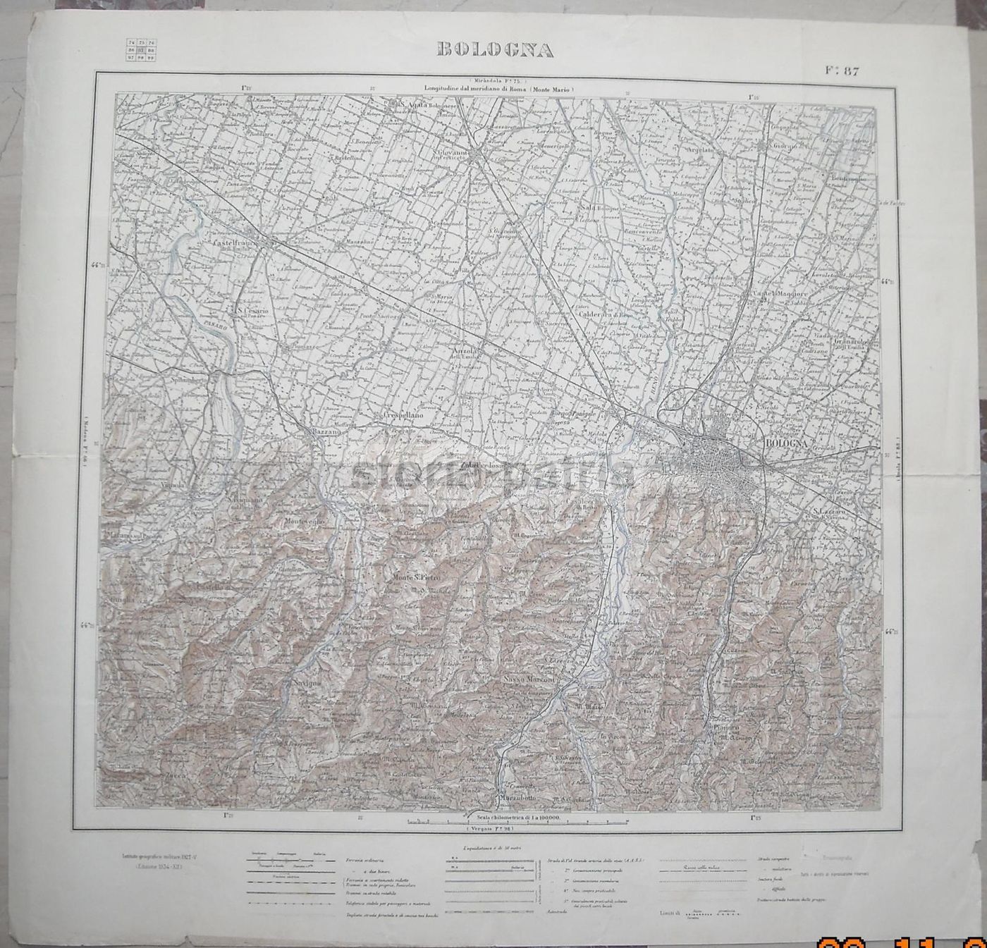 Mappa Topografica Di Bologna 1934 Istituto Geografico Militare