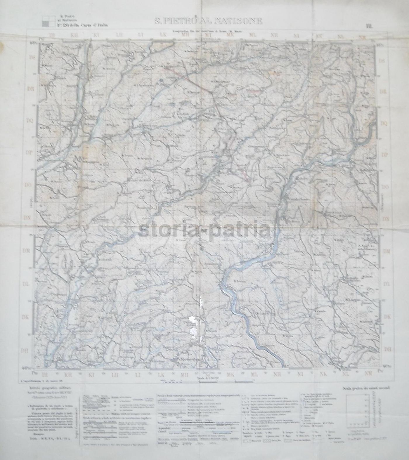 Mappa Topografica S. Pietro Al Natisone Isonzo Grimacco 1929