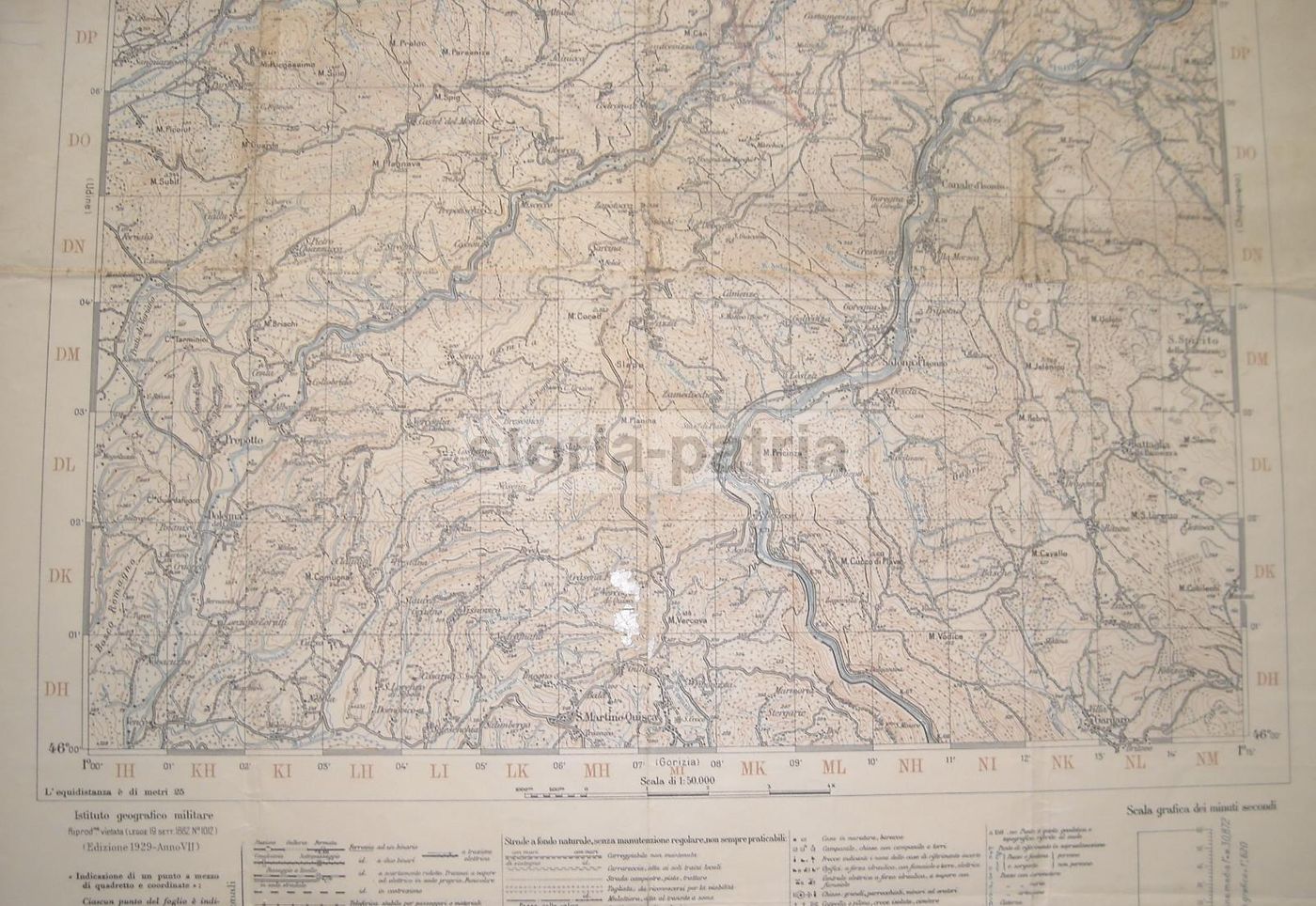 Mappa Topografica S. Pietro Al Natisone Isonzo Grimacco 1929