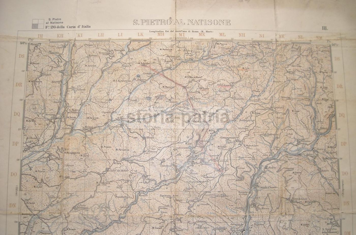 Mappa Topografica S. Pietro Al Natisone Isonzo Grimacco 1929