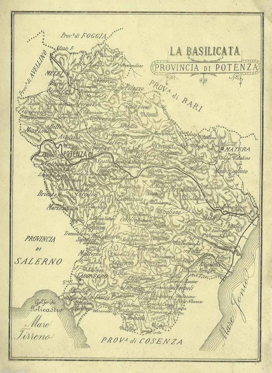 Mappa Antica Della Basilicata E Della Provincia Di Potenza, Primi '900