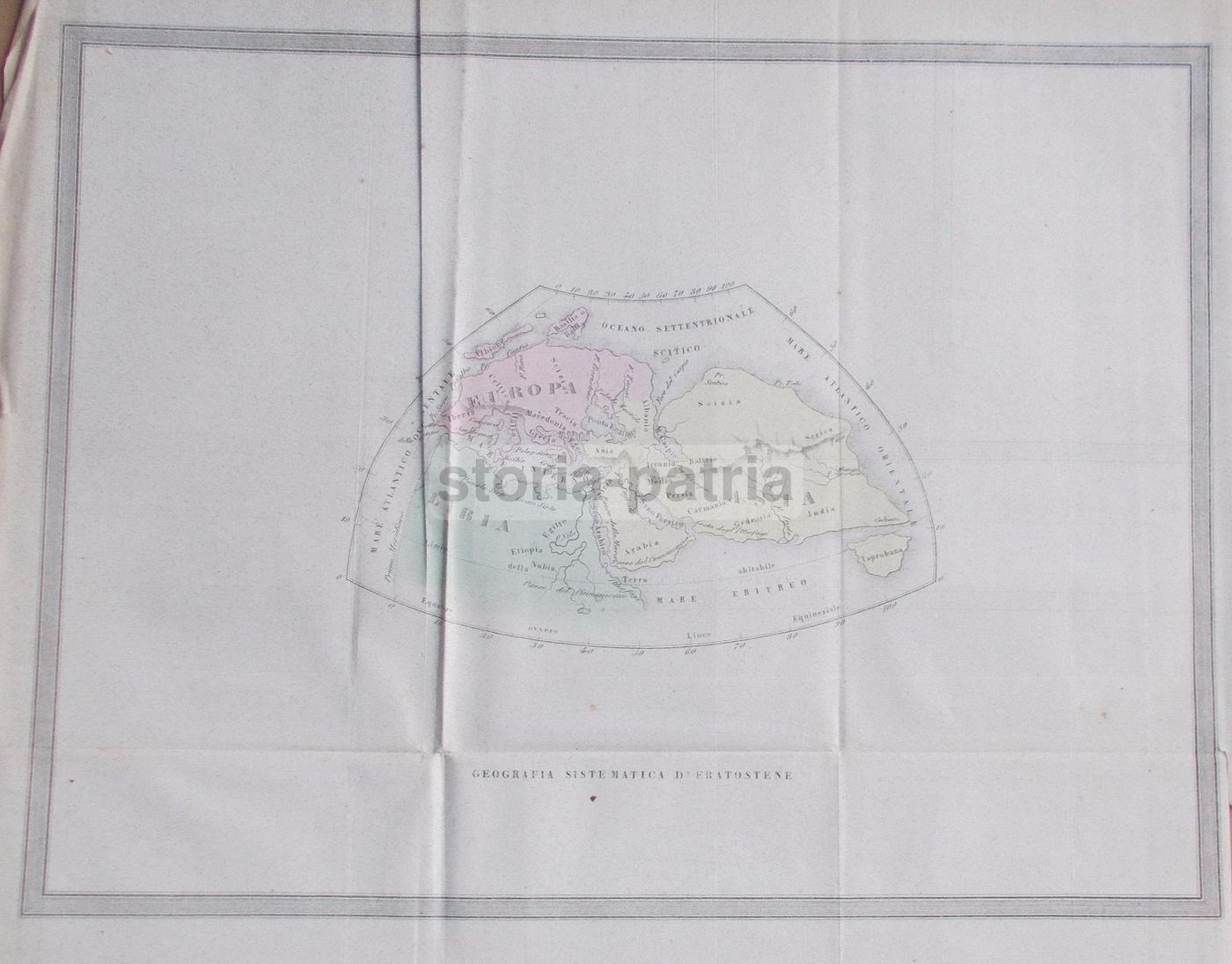 Mappa Antica Della Geografia Di Eratostene (Africa, Asia, Europa), 1850