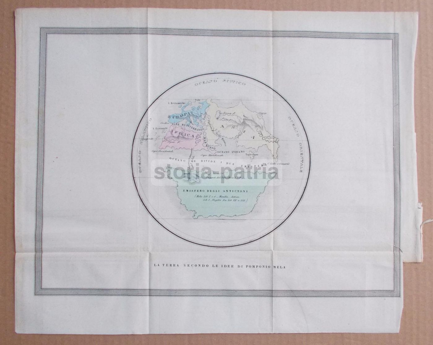 Mappa Antica Di Pomponio Mela: Africa, Asia, Europa (1850)