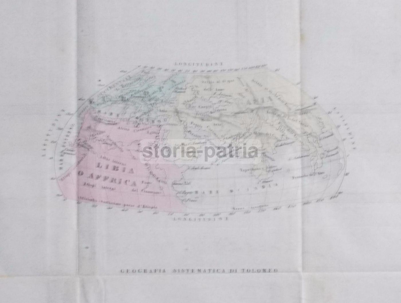 Mappa Della Geografia Sistematica Di Tolomeo: Africa, Italia, Spagna, Francia, Asia (1850)