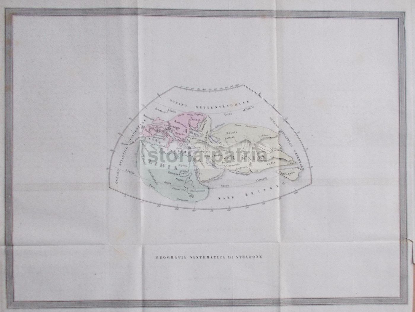 Cartografia Storica Strabone: Libia, Italia, Spagna, Asia, India, 1850