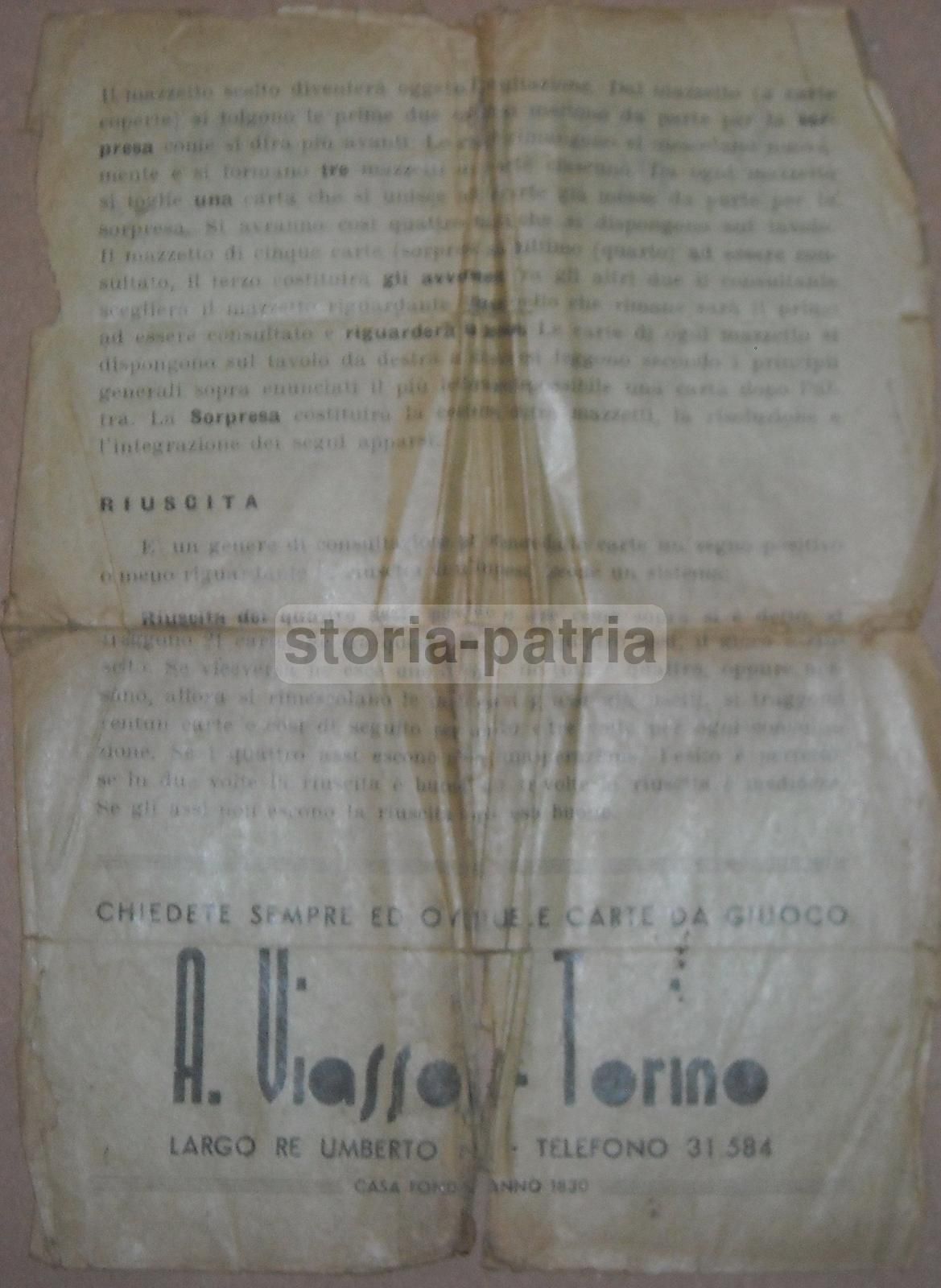 Mini Carte Da Cartomanzia "Il Vostro Destino"   Viasso, Torino (anni '30)