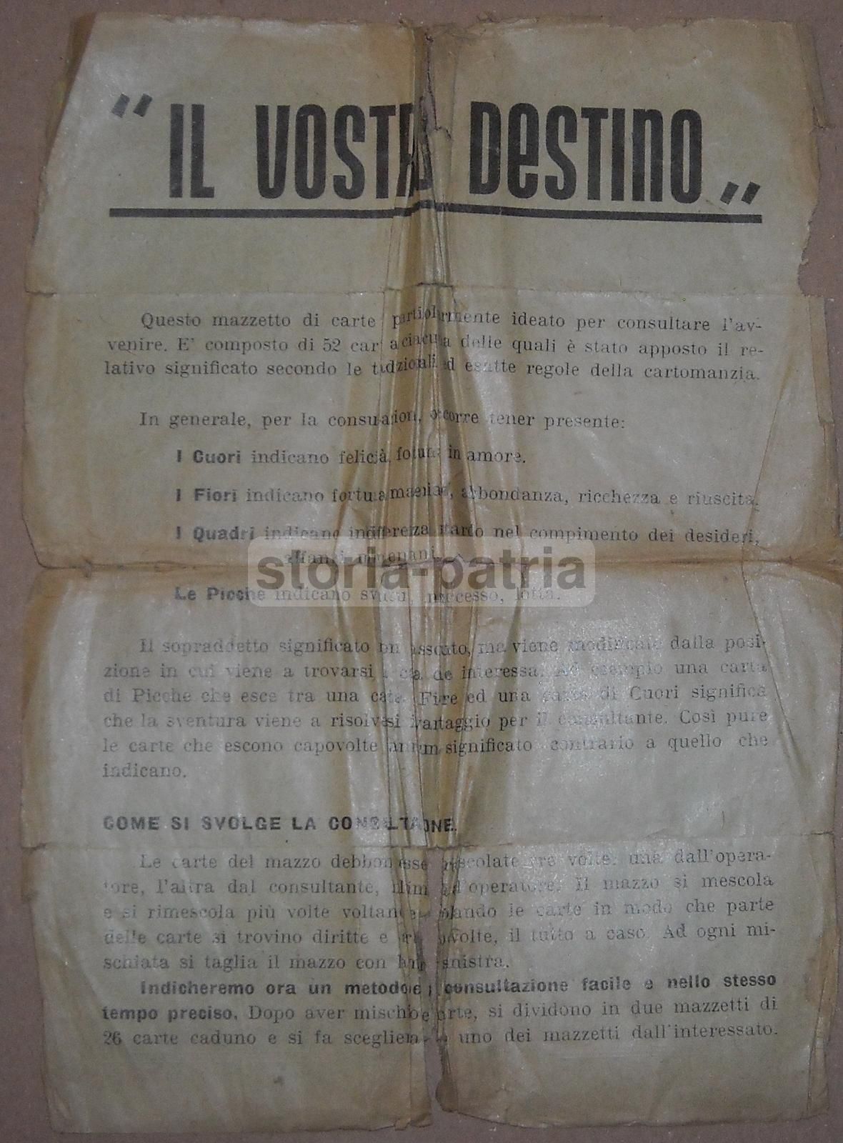 Mini Carte Da Cartomanzia "Il Vostro Destino"   Viasso, Torino (anni '30)